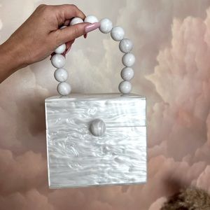 Cult Gaia white acrylic box handbag